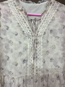 Branded pure chiffon Floral Print Midi Dress