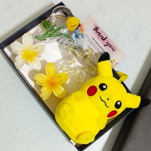 Cute Pikachu & Flower Hair Clips Set