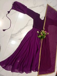 Elegant Purple Anarkali with Dupatta