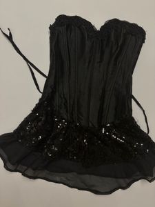 Mini Corset Black Dress With Sequin