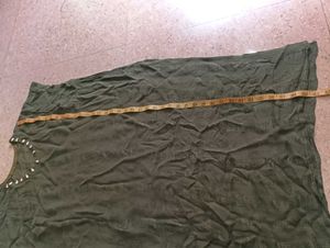 Olive Green Kaftan with Embellished Neckline