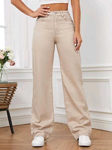Beige Wide Leg Jeans