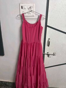 Pink flowy kurta with embroided dupatta