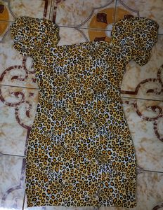 Sexy Mini Leopard Print Bodycon Ruched Dress
