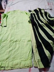 Lime Green Kurta with Black Trim suit set