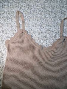 Ribbed Camisole with Lace Trim