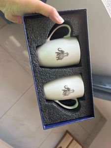 Set of 2 Mugs with Elephant Design Gift Se