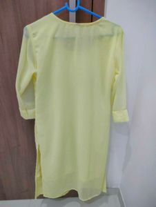 Yellow Chikankari Kurti