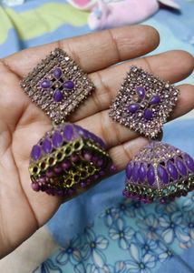 Purple Jhumka Earrings
