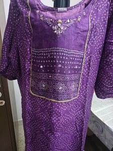 Vibrant Purple Bandhani Kurta