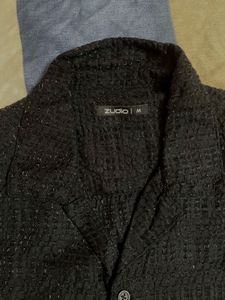 Textured Black Beach Shirt