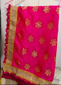 White &amp; Pink Embroidered anarkali