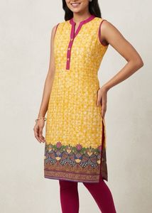 Vibrant Yellow Sleeveless Kurti