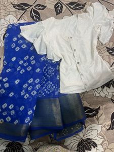 Vibrant Royal Blue Bandhani Saree