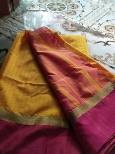 Vibrant Yellow &amp; Pink Saree