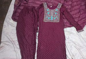 Elegant Maroon Kurta Set with Dupatta