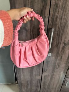 Cute Pink Ruched Handle/shoulder Bag