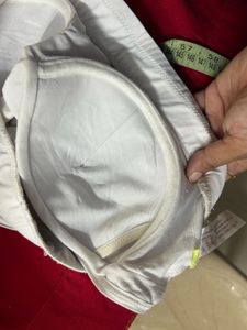 White Sports Bra with Logo Band