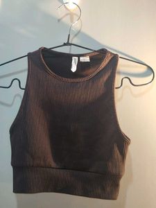 Ribbed Racerback Cropped Tank Top