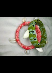 Boho Fabric Bangles with Cowrie Shells