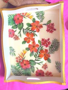 Beautiful Hand Made Decoupage And Resin  Art Tray