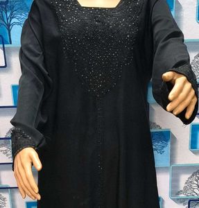 Elegant Black Burqa Embroidery Ethnic Gown