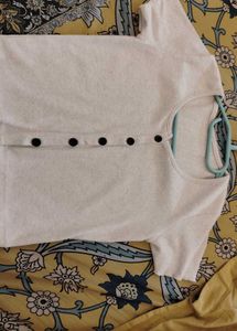 y2k Ribbed White Button crop Top | Unused