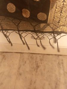 Elegant Black &amp; Gold Silk dupatta fabric