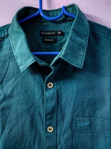 Linen Dark Teal Long Sleeve Shirt