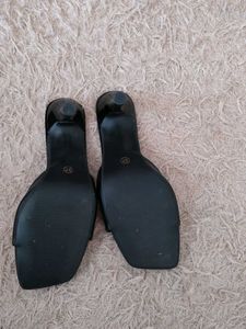 Chic Black Square Toe Heeled Sandals