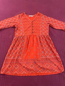 Max Rust Orange Peplum Short Kurta