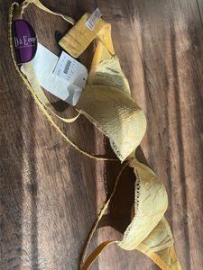Yellow Lace Padded Bra 26C