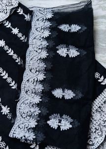 Elegant Black Embroidered Kurta Set