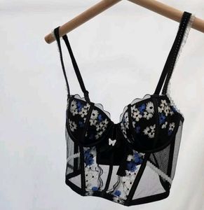 Floral Embroidered Mesh Corset
