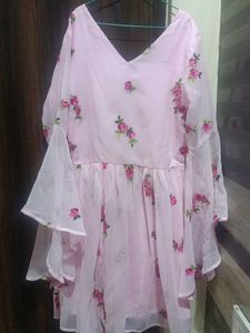 Beautiful Pink Floral Bell Sleeve dress