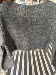 Zara Grey Cropped Sweater
