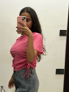 Chic Pink Ruched Tee