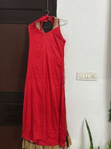 Red Embellished kurta Set with palazzo