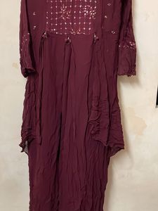 Maroon Embellished Anarkali Kurti