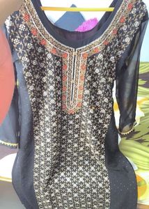 Black Embroidered suits trouser dupatta