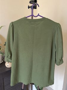 Olive Green Puff Sleeve Top