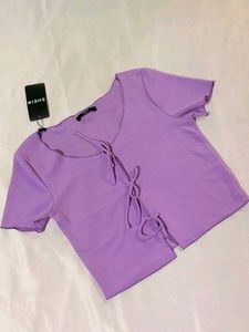 Shein Purple Tie-Front Crop Top