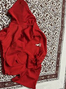 Red Ruffle Blouse