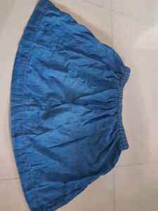 Blue Denim Button-Front Skirt