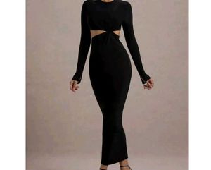 Elegant Black Cut-Out Maxi Dress