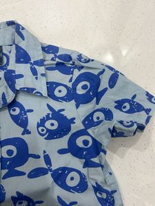 Cute Blue Fish Print Shirt