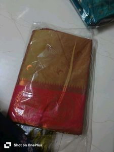 Elegant Silk Saree with Red Border and double colo