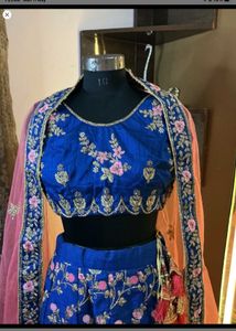 Royal Blue Embroidered Lehenga Choli Set designer