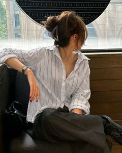 Korean Pintrest Classic Striped Button-Down Shirt