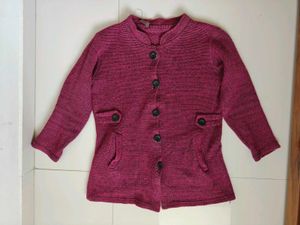 Women's Pink Textured Button-Up Jacket